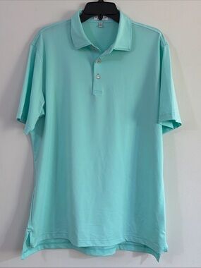 Peter Millar Summer Comfort Performance Golf Polo Shirt Large Bright Green Wick